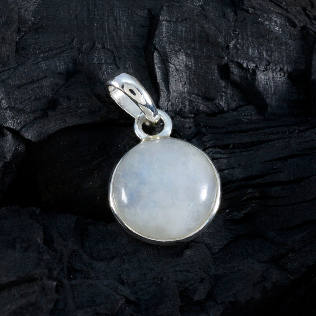 Rainbow Moonstone Whisper-thin Moroccan 925 Silver Solitaire Alice Bubble White Pendant Jewelry