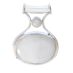 Rainbow Moonstone Edgy Russian Sterling Silver Toi et Moi White Pendant