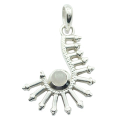 Rainbow Moonstone Featherlight Italian Silver Solitaire White Pendant