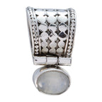 Rainbow Moonstone Delicate German 92.5 Silver Solitaire White Pendant