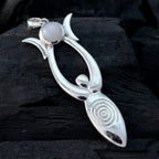 Rainbow Moonstone Whisper-thin French Silver Solitaire Elena Modern White Pendant Jewelry