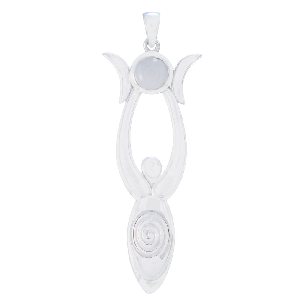 Rainbow Moonstone Whisper-thin French Silver Solitaire White Pendant