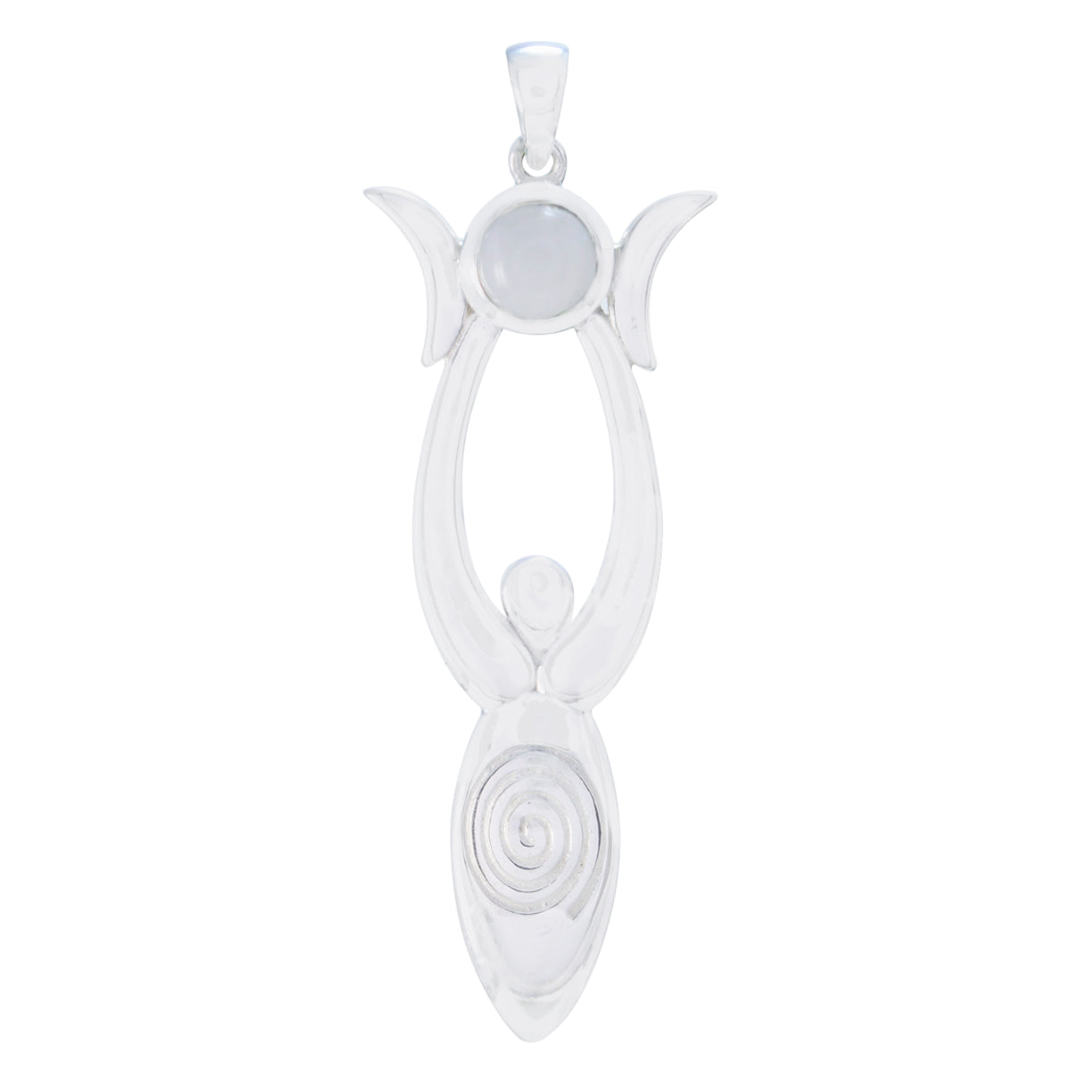 Rainbow Moonstone Whisper-thin French Silver Solitaire White Pendant