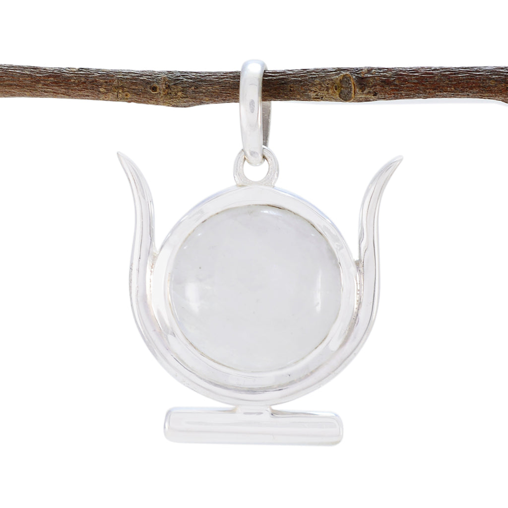 Rainbow Moonstone Dainty Spanish 92.5 Silver Solitaire White Pendant