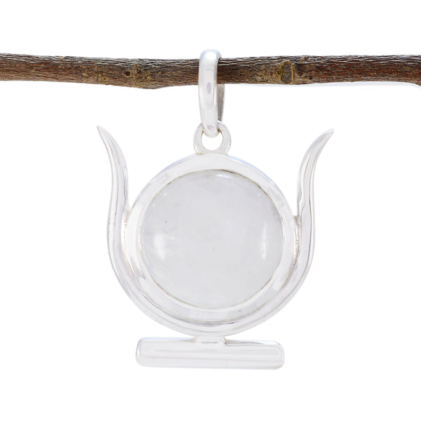 Rainbow Moonstone Dainty Spanish 92.5 Silver Solitaire White Pendant
