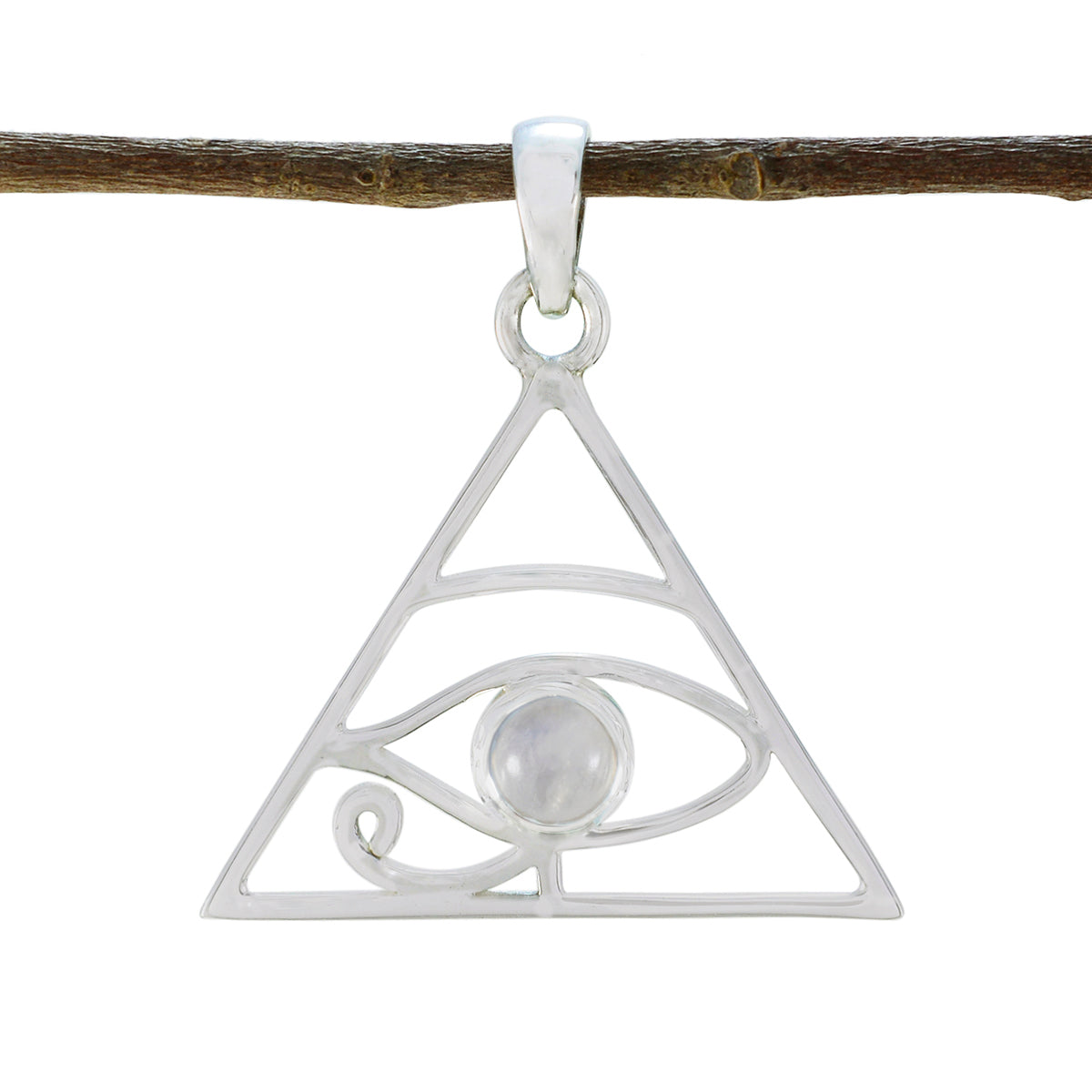 Rainbow Moonstone Whisper-thin Spanish 925 Silver Solitaire White Pendant Imagen principal del producto