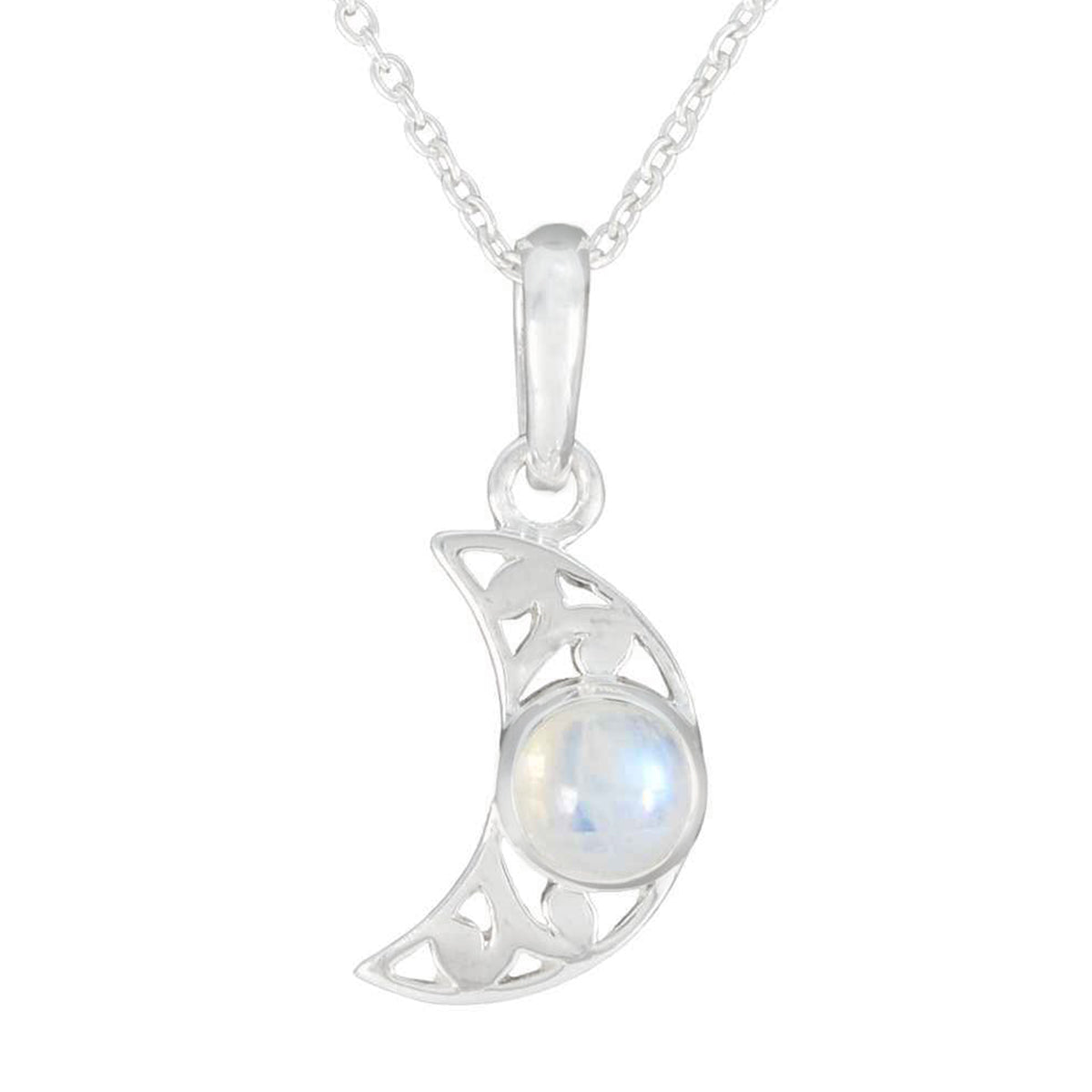 Rainbow Moonstone Whisper-thin Spanish 925 Silver Solitaire White Pendant Immagine principale del prodotto