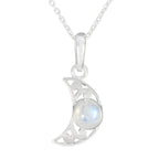 Rainbow Moonstone Whisper-thin Spanish 925 Silver Solitaire White Pendant