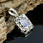 Rainbow Moonstone Tiny Italian 925 Silver Solitaire Freya Vintage White Pendant Jewelry