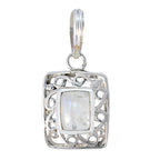Rainbow Moonstone Tiny Italian 925 Silver Solitaire White Pendant
