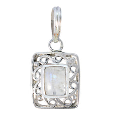 Rainbow Moonstone Tiny Italian 925 Silver Solitaire White Pendant