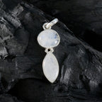 Rainbow Moonstone Whisper-thin Turkish Silver Toi et Moi Greta Trendy White Pendant Jewelry