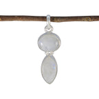 Rainbow Moonstone Whisper-thin Turkish Silver Toi et Moi White Pendant