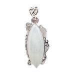 Rainbow Moonstone Statement Mexican Silver Solitaire White Pendant