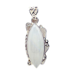 Rainbow Moonstone Statement Mexican Silver Solitaire White Pendant