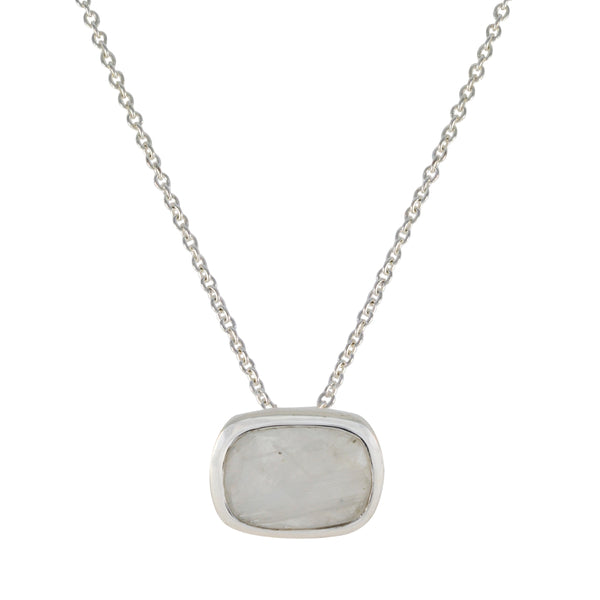 Rainbow Moonstone Classic Spanish 925 Silver Solitaire White Pendant