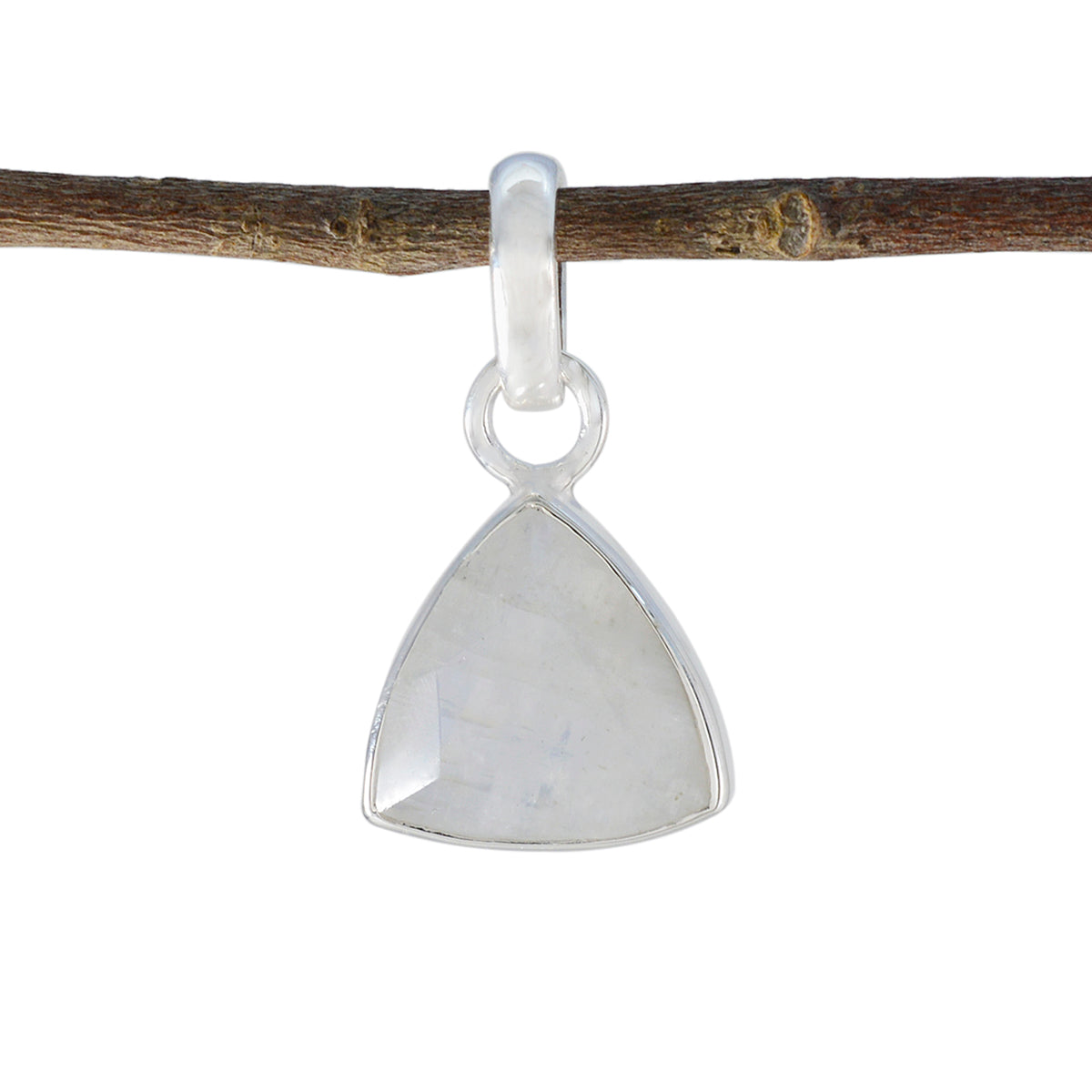 Rainbow Moonstone Dainty Egyptian Silver Solitaire White Pendant