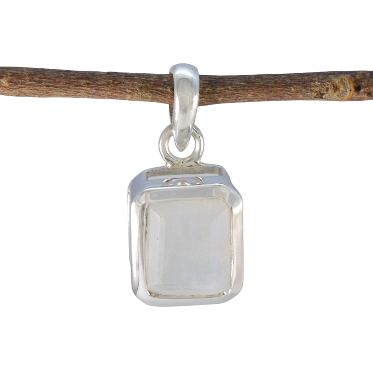 Rainbow Moonstone Dainty Italian 925 Silver Solitaire White Pendant メイン画像