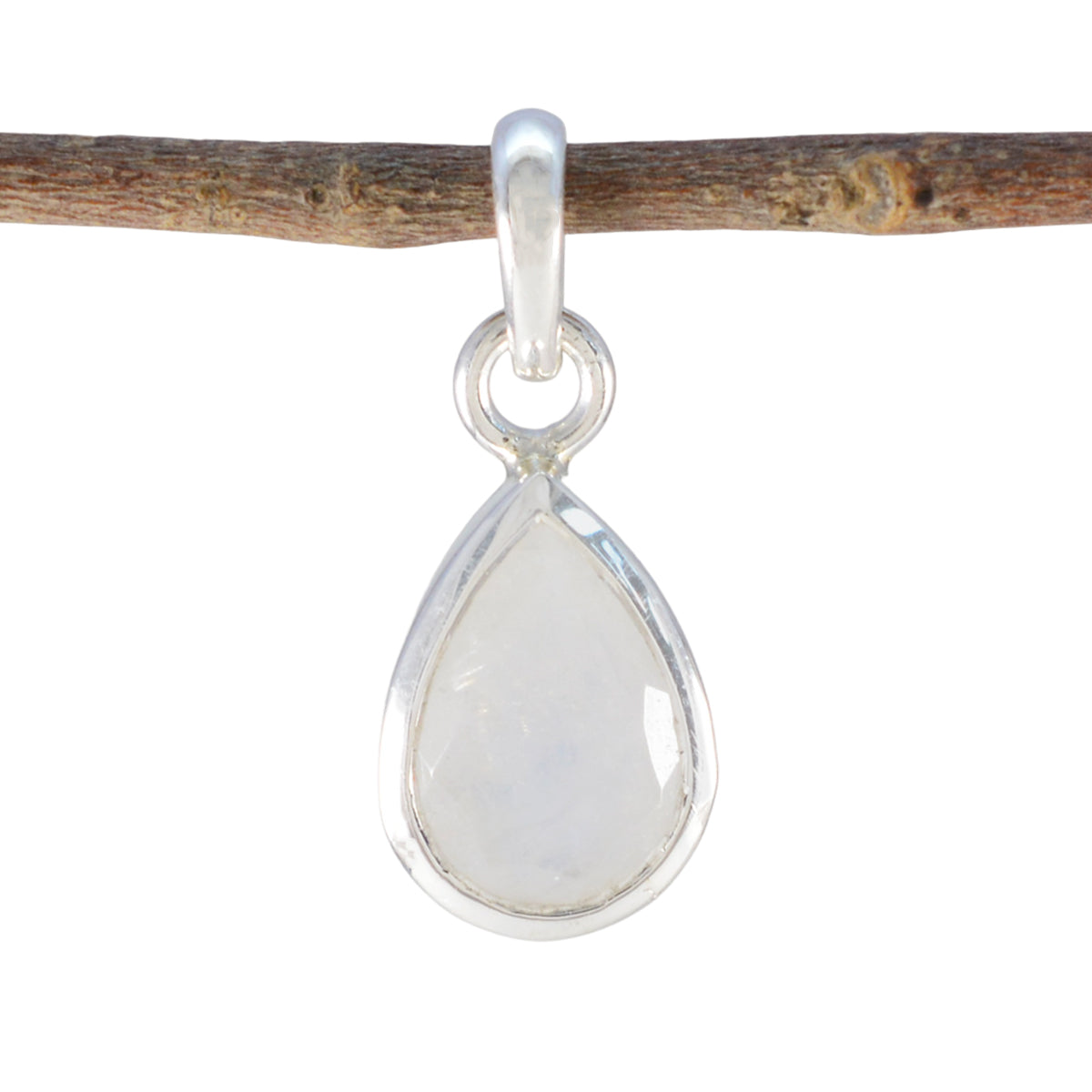 Rainbow Moonstone Elegant Korean 925 Silver Solitaire White Pendant