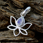 Rainbow Moonstone Elegant Japanese 92.5 Silver Solitaire Min-seo Rope-Wire White Pendant Jewellery