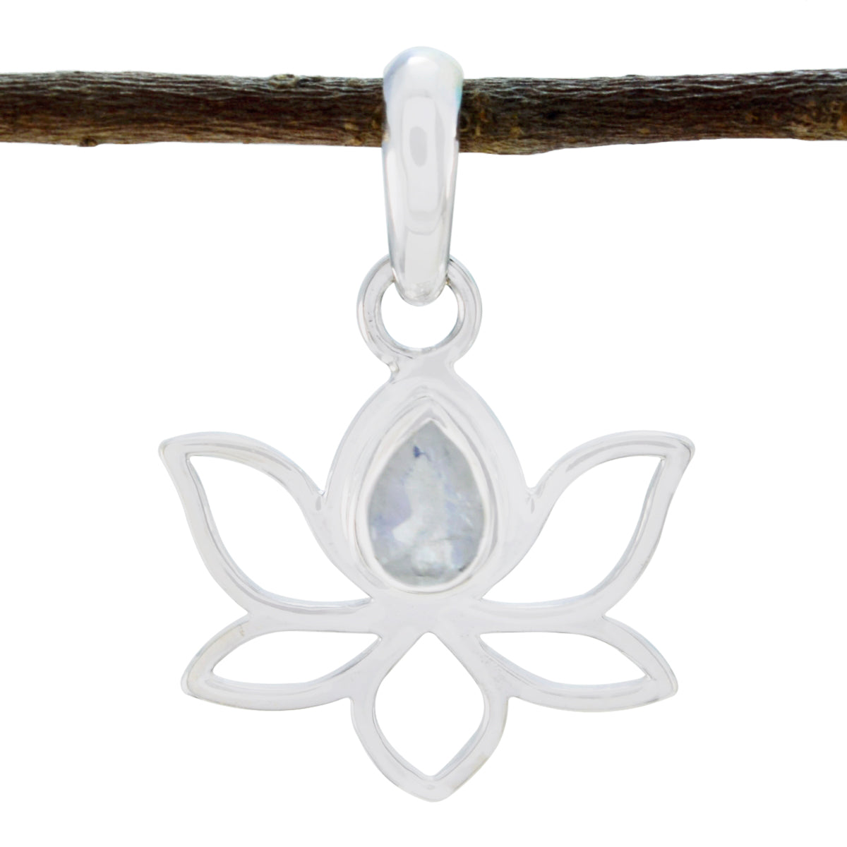 Rainbow Moonstone Elegant Japanese 92.5 Silver Solitaire White Pendant メイン画像