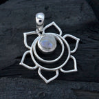 Rainbow Moonstone Delicate Spanish 92.5 Silver Solitaire Isabelle Rope-Wire White Pendant Jewellery