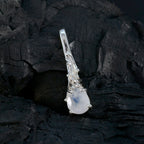 Rainbow Moonstone Delicate German Silver Solitaire Camila Signet White Pendant Jewelry