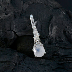 Rainbow Moonstone Delicate German Silver Solitaire Camila Signet White Pendant Jewelry