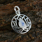Rainbow Moonstone Dainty Spanish 925 Silver Solitaire Clara Rope-Wire White Pendant Jewelry