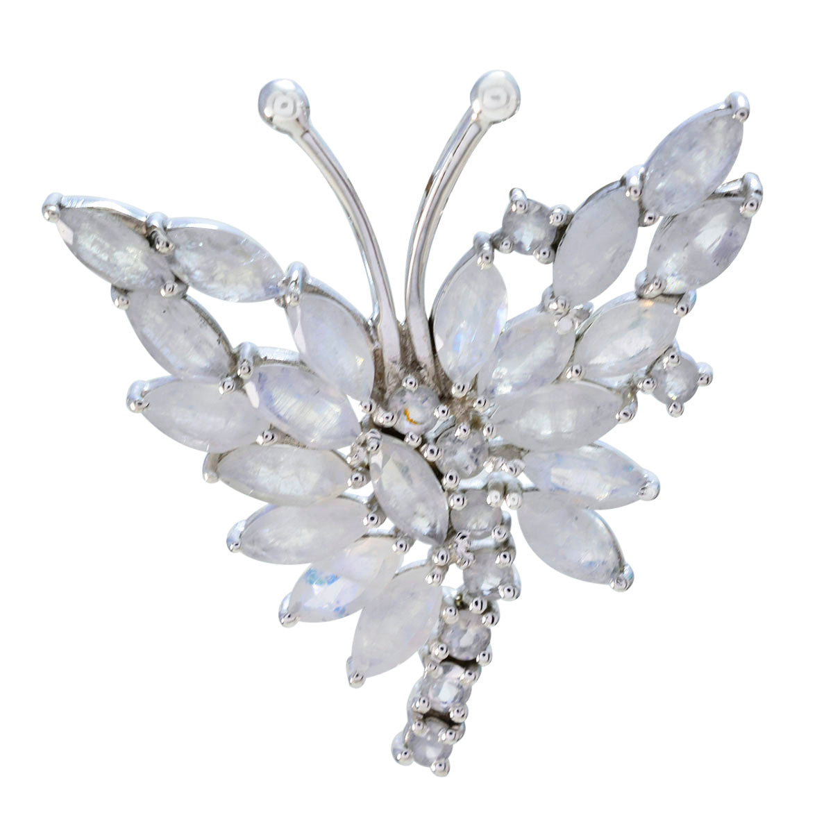 Rainbow Moonstone Statement Egyptian 925 Silver multiple White Pendant