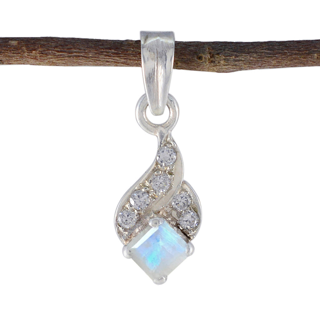 Rainbow Moonstone Minimalist Australian Sterling Silver multiple White Pendant