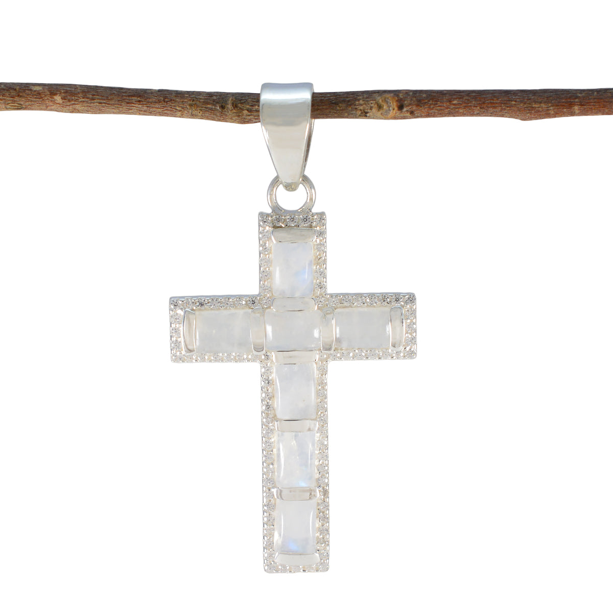 Rainbow Moonstone Tiny Middle Eastern Silver multiple White Pendant Главное изображение товара