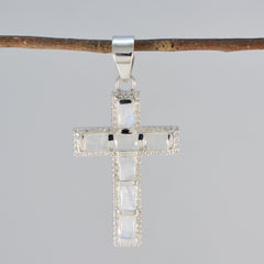 レインボームーンストーンの小さな中東シルバーのマルチヤスミンアブストラクトホワイトペンダントジュエリー