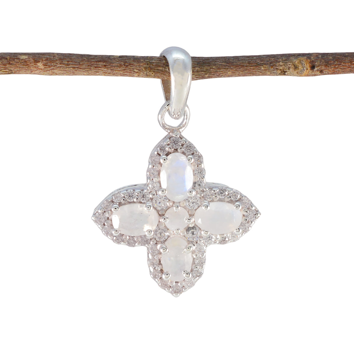 Rainbow Moonstone Tiny Australian Silver multiple White Pendant メイン画像