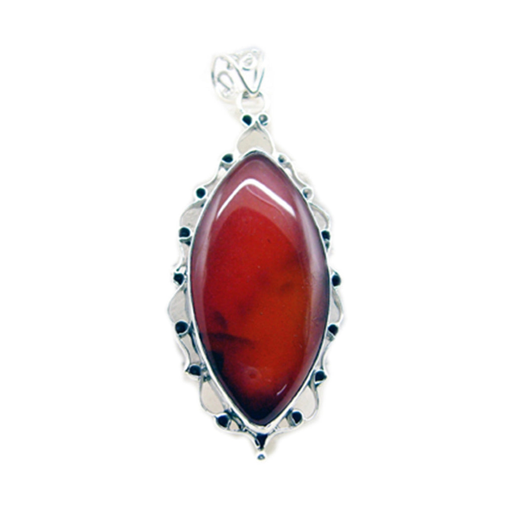 Red Onyx Statement Moroccan 92.5 Silver Solitaire Red Pendant