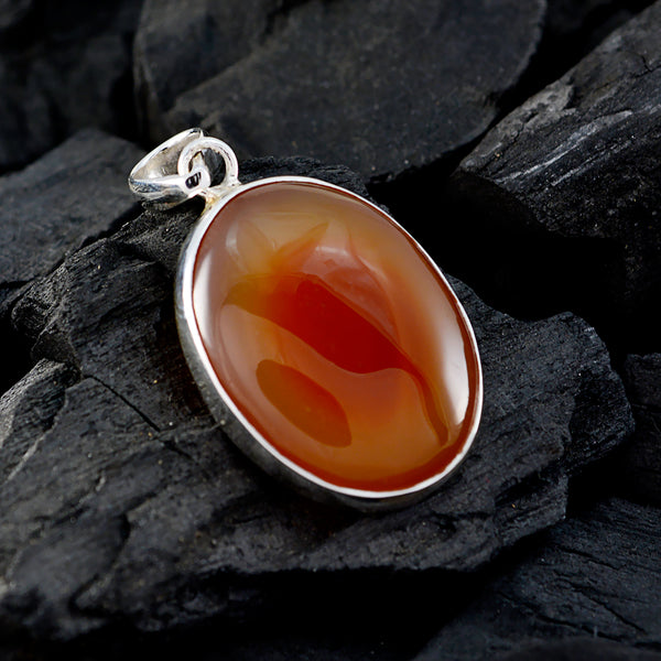 Pendentif solitaire classique en argent sterling égyptien en onyx rouge Tereza, bijou luxueux rouge