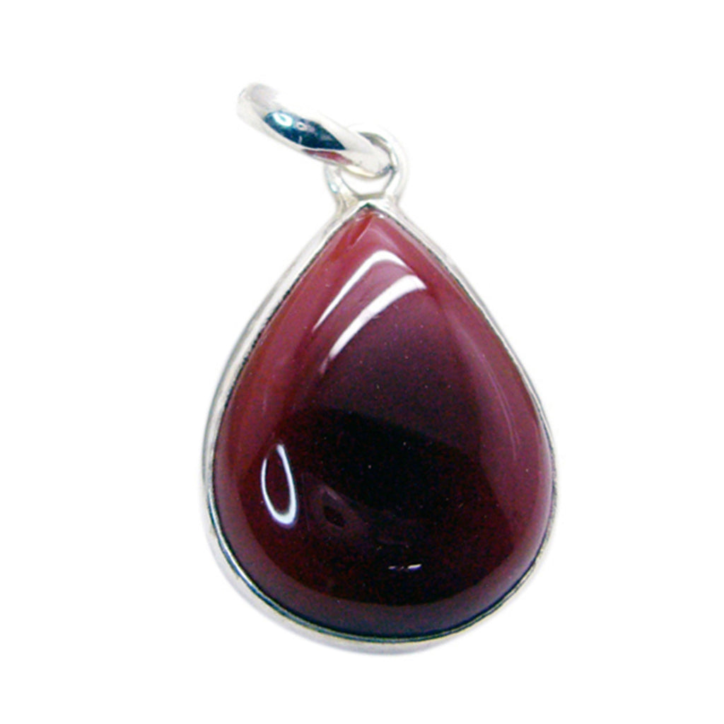 Red Onyx Essential Russian Sterling Silver Solitaire Red Pendant