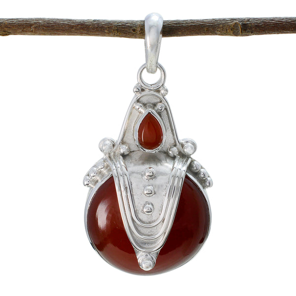 Red Onyx Statement Egyptian 92.5 Silver Toi et Moi Red Pendant