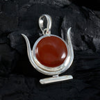 Red Onyx Dainty French Silver Solitaire Lily Bubble Red Pendant Jewelry