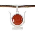 Red Onyx Dainty French Silver Solitaire Red Pendant