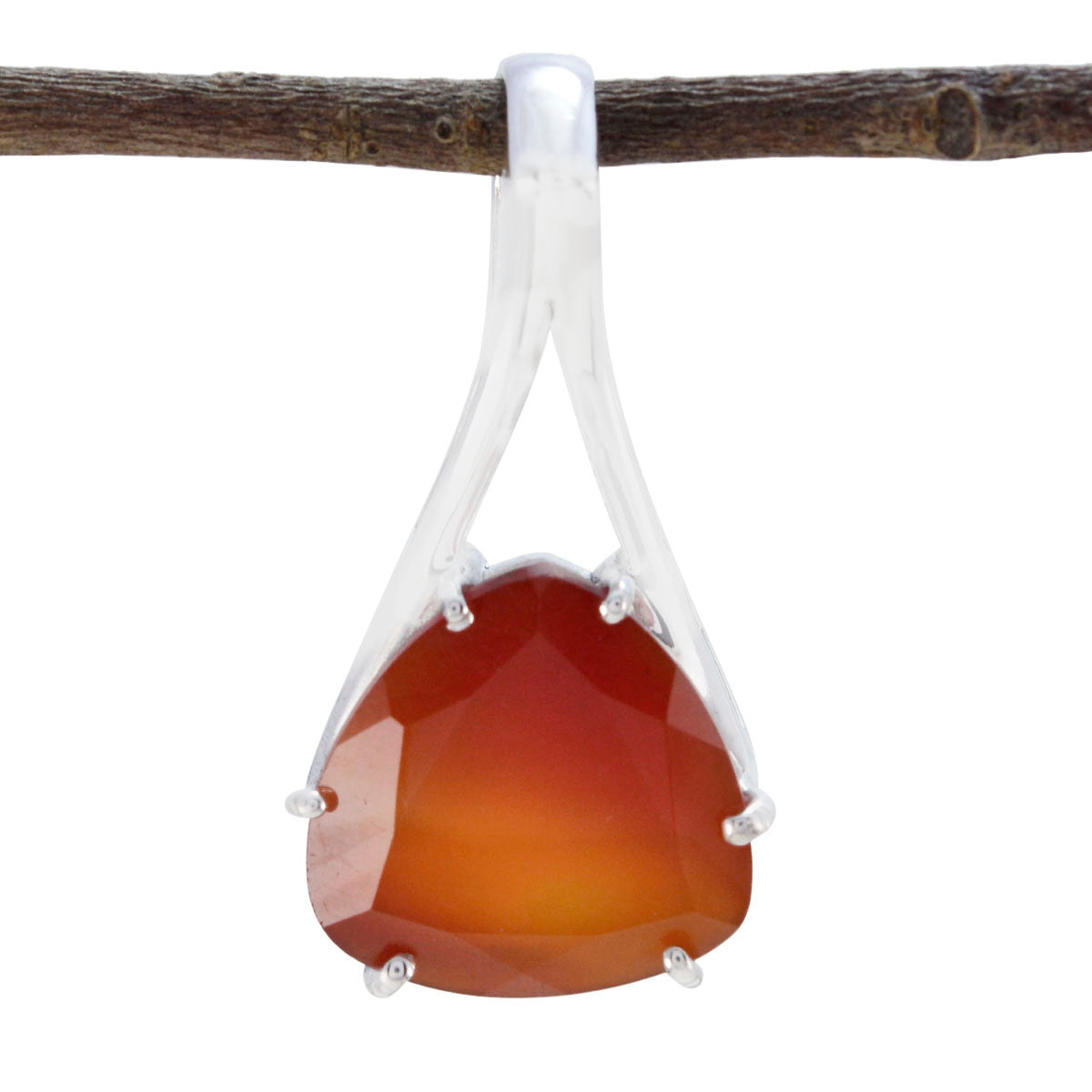 Red onyx Dainty Spanish Sterling Silver Solitaire Red Pendant