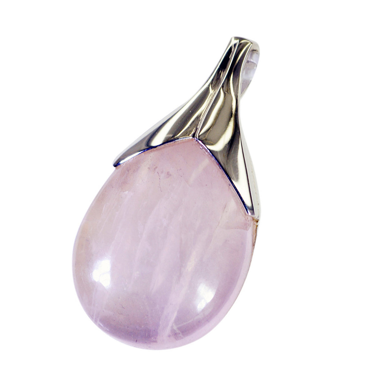 Rose Quartz Mid-weight Turkish 925 Silver Solitaire Hanna Graceful Pink Pendant Jewelry