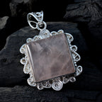 Rose Quartz Statement Moroccan Silver Solitaire Marie Rope-Wire Pink Pendant Jewelry
