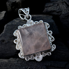 Rose Quartz Statement Moroccan Silver Solitaire Marie Rope-Wire Pink Pendant Jewelry