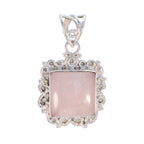 Rose Quartz Statement Moroccan Silver Solitaire Pink Pendant