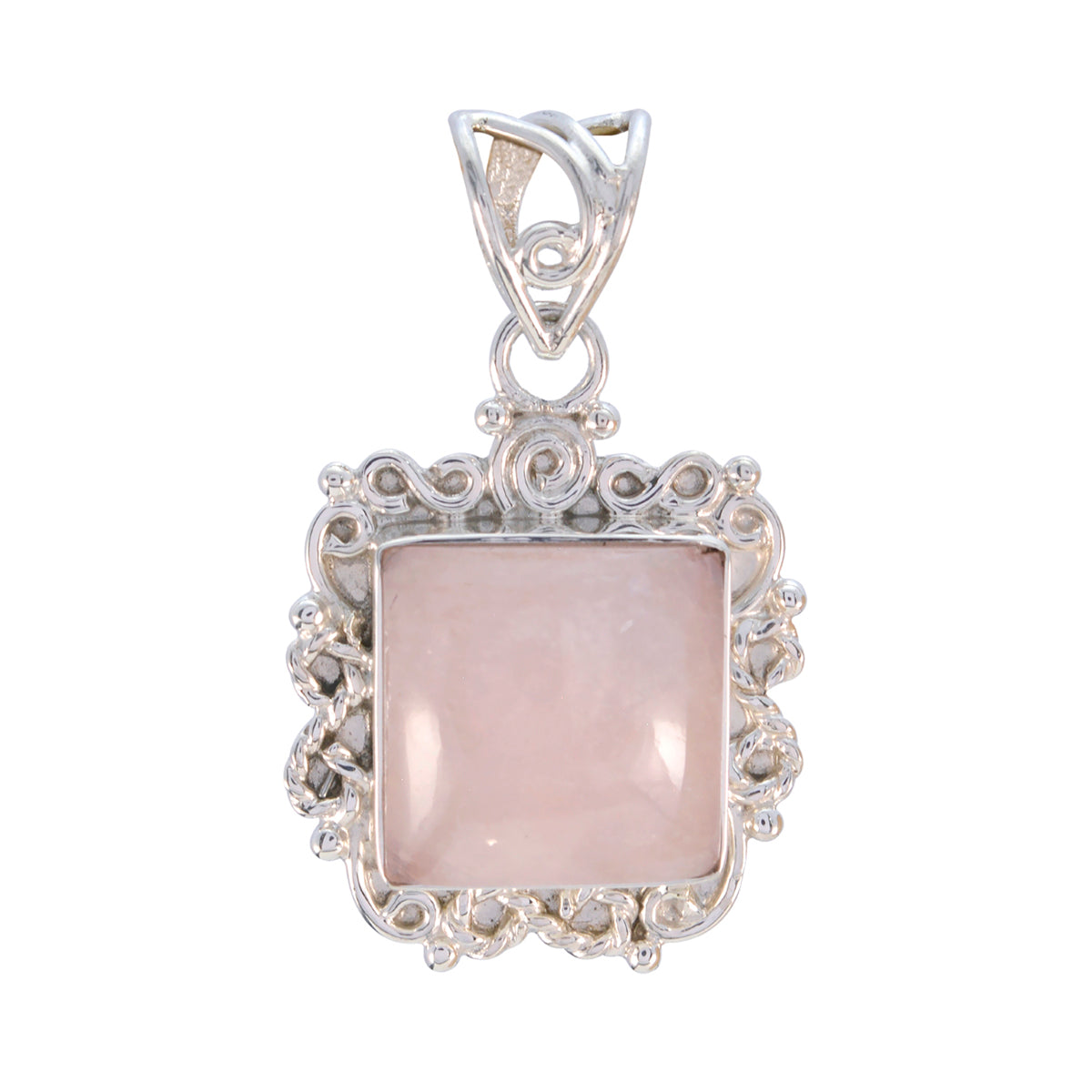 Rose Quartz Statement Moroccan Silver Solitaire Pink Pendant