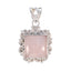 Rose Quartz Statement Moroccan Silver Solitaire Pink Pendant