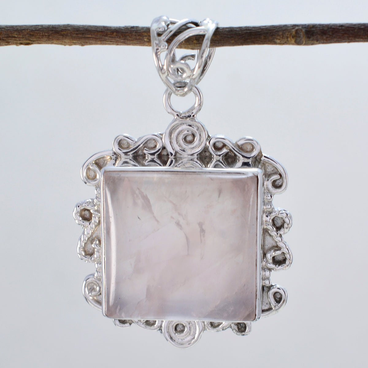 Rose Quartz Statement Moroccan Silver Solitaire Marie Rope-Wire Pink Pendant Jewelry Второстепенное изображение товара