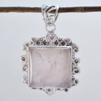 Rose Quartz Statement Moroccan Silver Solitaire Marie Rope-Wire Pink Pendant Jewelry