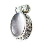 Rose Quartz Statement Moroccan Silver Solitaire Pink Pendant